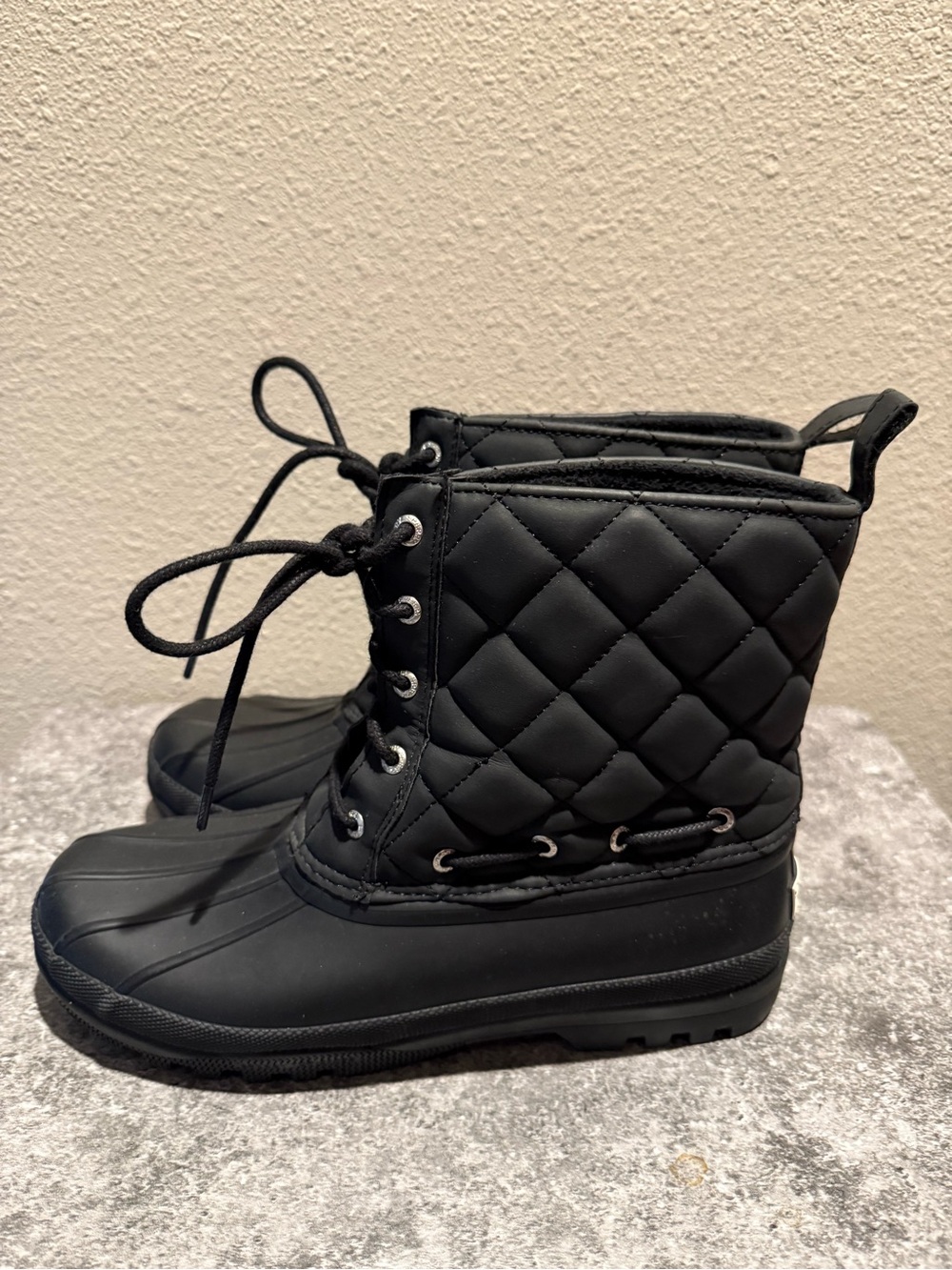 Sperry Top-Sider Gosling Duck Boot Size 9 Black Womens Lace-up Waterproof - Picture 2 of 9